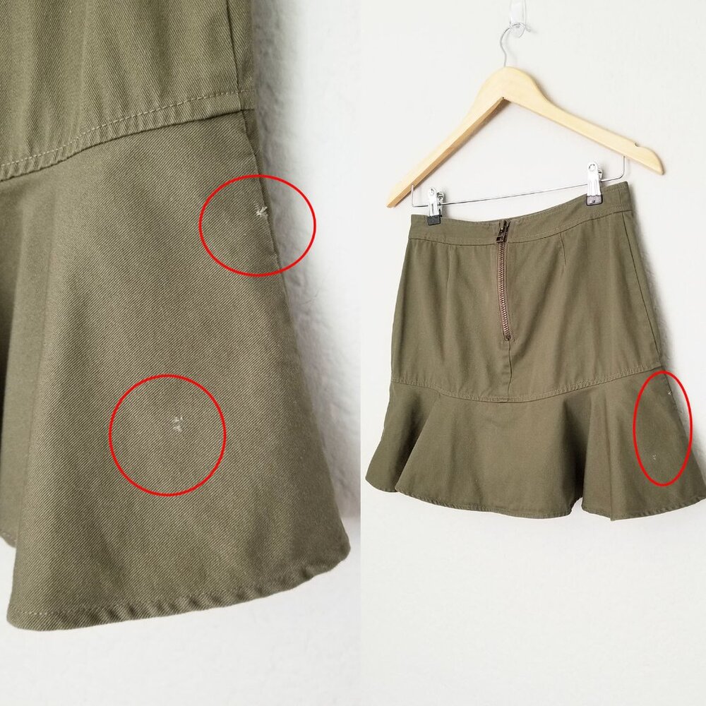 VERONICA BEARD Claremont Canvas Ruffled Mini Skirt Size 4 Army Olive Green $297 - Picture 16 of 16